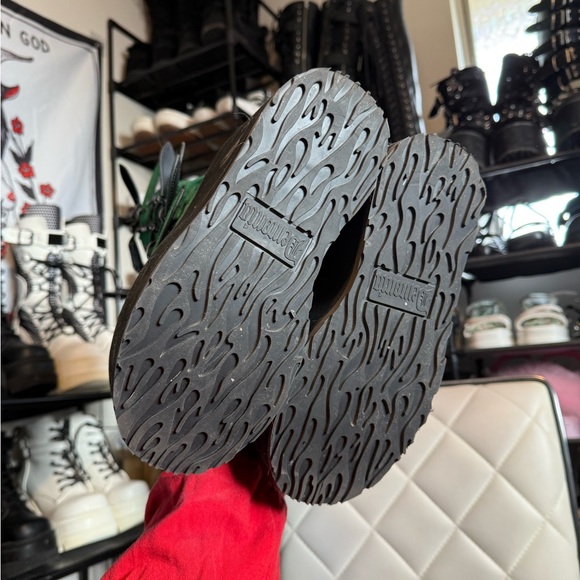 SWING-815 Demonia Green Velvet Buckle Boots - Picture 3 of 3